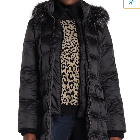 Kensie Faux fur lined hoodie quilted coat 003 - Picture 4 of 7
